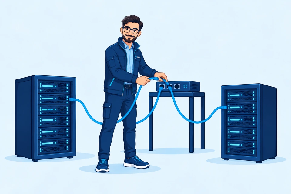 NKtelecom engineer connecting distributed Anycast DNS nodes
