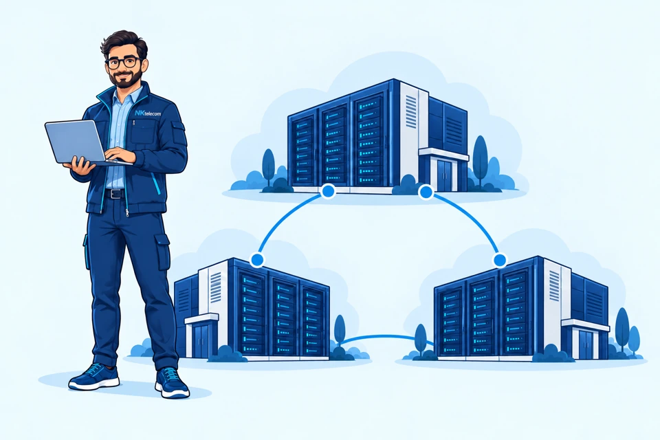 Network engineer monitoring connections between facilities